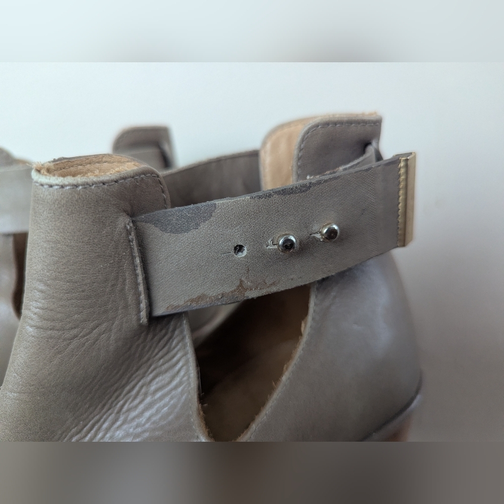 Whistles Leather Peep Strap Ankle Boots/Booties, Gray Brown/Beige (SIZE 38/7 - Picture 11 of 12